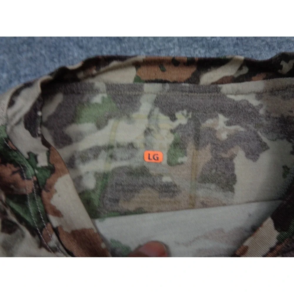 First Lite Shirt Mens L Wick Camo Short Sleeve Creck Neck Merino Wool